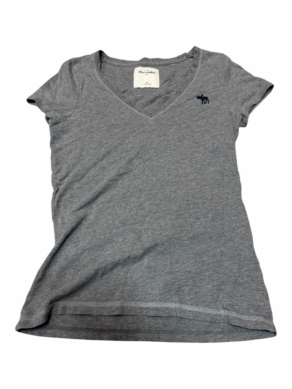 Abercrombie Kids XL Gray V-Neck Short Sleeve Tee Classic Logo Basic Top